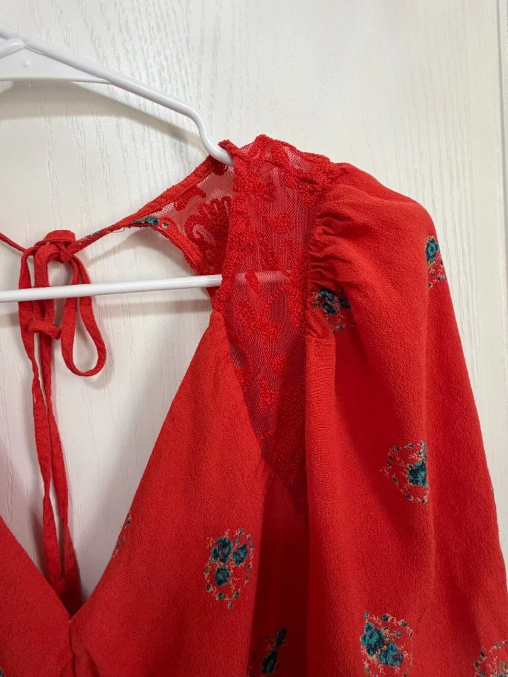 Free People Mockingbird Open Back Mini Dress Red Floral - Picture 14 of 16